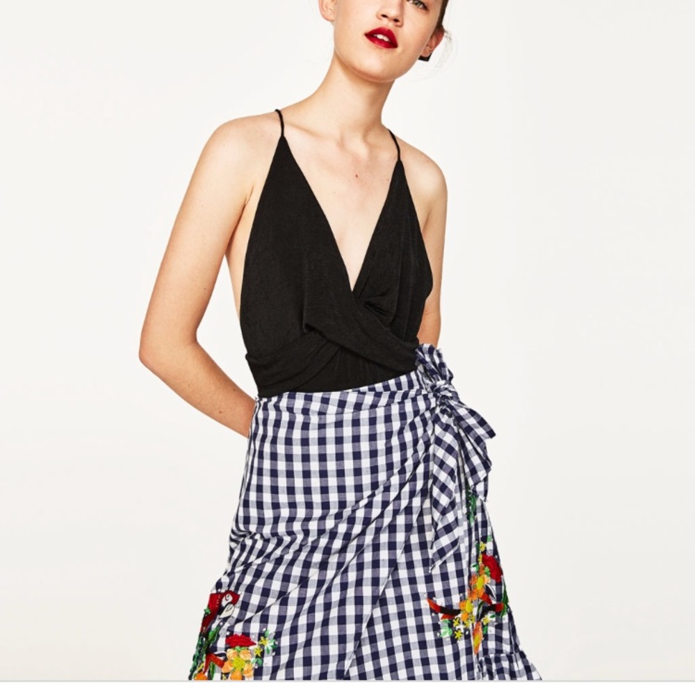 Black cross back bodysuit